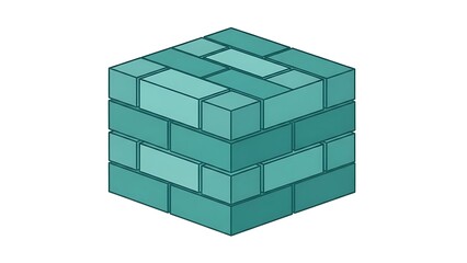 Teal brick wall structure with modern architectural design