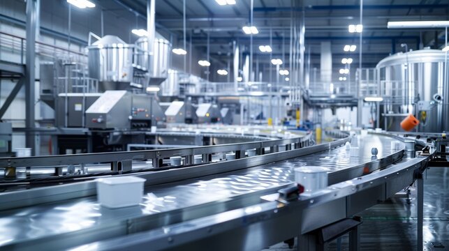 Automated Conveyor Line Inside Modern Food Manufacturing Plant