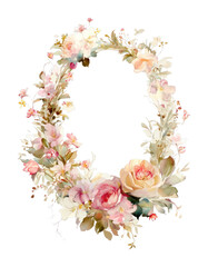 Obraz premium PNG Elegant floral wreath illustration.