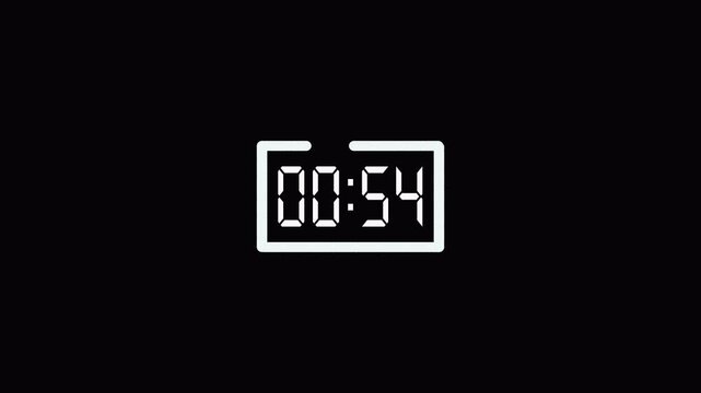 ONE minute countdown timer animation, countdown timer 1 minute animation from sixty second to zero second countdown one minute countdown timer animation on transparent background,4 k animation 