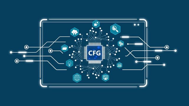 C F G Configuration Technology Background with Circuit Board and microchip