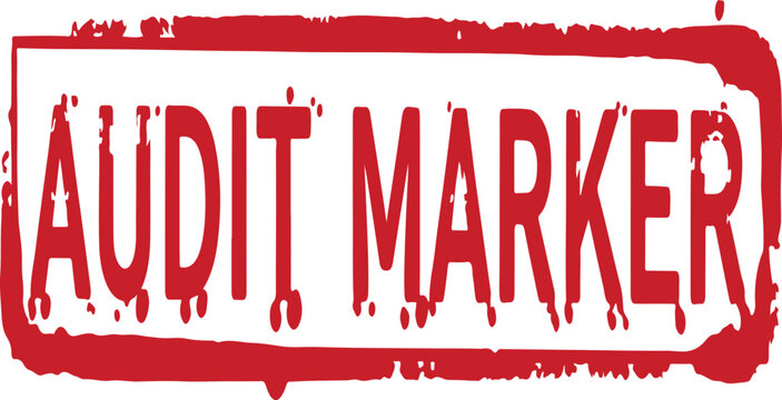 Red audit marker stamp with grungy texture on white  business verification symbol