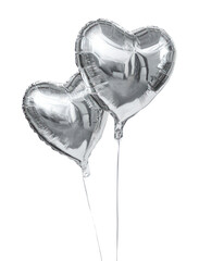Fototapeta premium PNG Silver heart-shaped foil balloons
