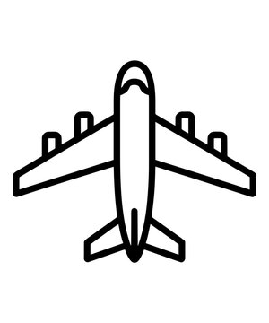 Airplane Top View Icon - Aviation, Air Travel, Flight