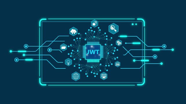 J S O N Web Token J W T Technology Concept with Circuit Board and on Dark Background json web token