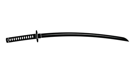 A striking depiction of a traditional japanese katana sword presented in a bold black silhouette high quality professional detailed modern