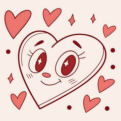 Cartoon heart character with blushing cheeks and sparkling eyes
