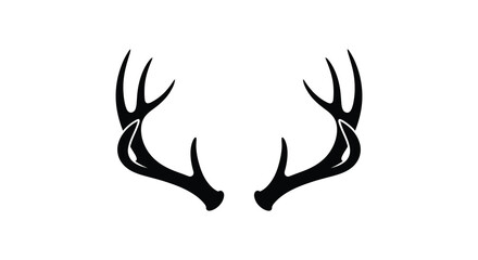 Naklejka premium A striking black graphic displays a pair of symmetrical deer antlers against a plain white background a captivating silhouette