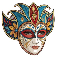 Ornate Venetian Carnival Mask with Intricate Designs
