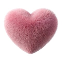 Soft Pink Furry Heart Shape on White fluffy