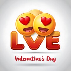 Two Love Emojis and LVE Letters for Valentine's Day