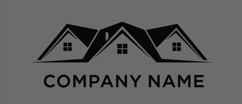 Real estate logo design vector, modern house roof illustration, property business branding, construction company symbol, minimal architecture icon