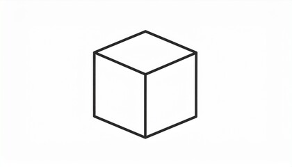 Fototapeta premium 3D white minimalist cube icon isolated on plain background geometric design