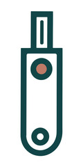 Minimalist vector icon of a USB flash drive or electronic device with a dark green outline and two circular indicators on a white background.