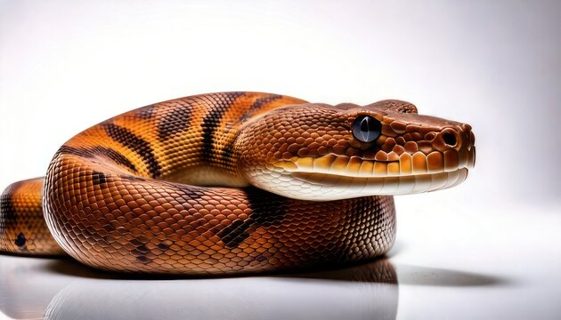 Close-up of a Coiled Blood Python with Striking Markings.