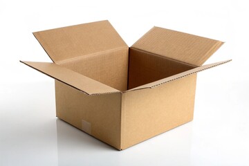 Open Cardboard Box for Packaging Isolated on White Background