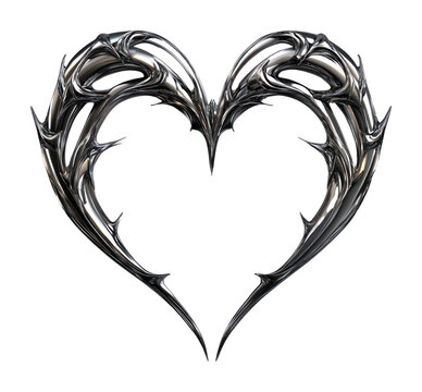 PNG Intricate metallic heart design.