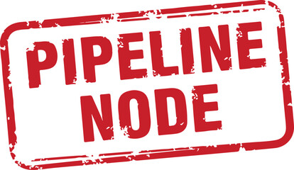 Red pipeline node text stamp on white background for industry concepts