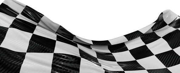Fototapeta premium A close-up shot of a waving checkered flag isolated against a white background, symbolizing speed, victory, and the exci