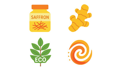 A colorful illustration of eco-friendly spices and herbs for cooking