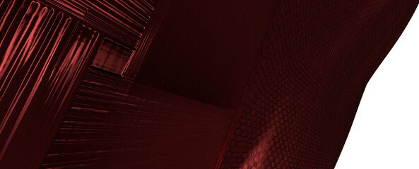 Abstract and modern digital art featuring red textures, lines, and an interesting architectural layout with a sense of d