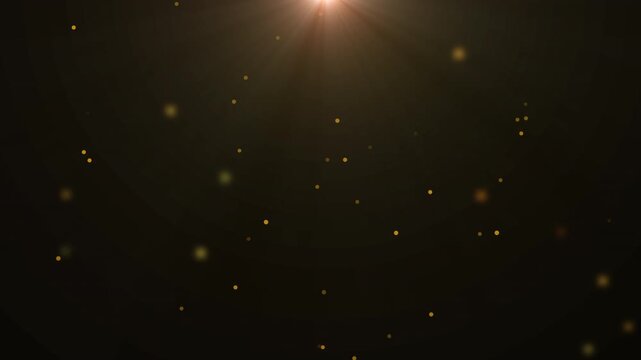 Abstract looping motion background with flying particles. Premium gold particles keep moving forward. 4K video.