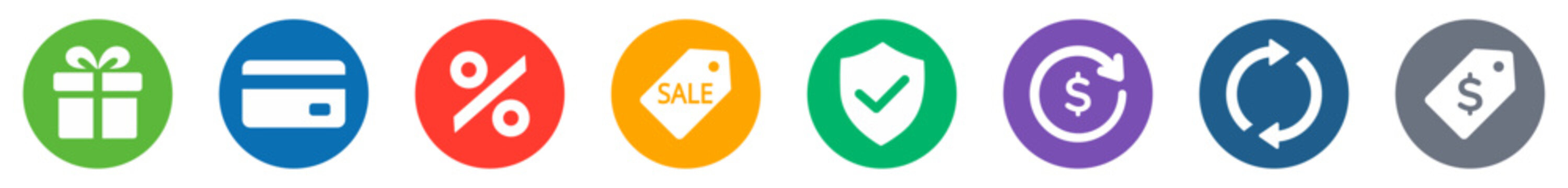Payment and pricing icon set. Shopping UI icons with free, payment, discount, offer, refund, secure checkout, subscription, refund symbol and price tag for ecommerce checkout pages, app and websites