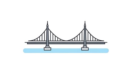 Fototapeta premium Modern suspension bridge spanning across serene blue water