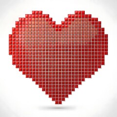 Pixelated Red Heart on White Background love mosaic
