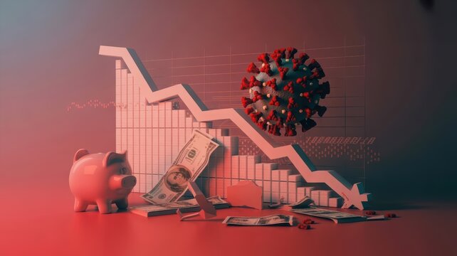 Financial Crisis Concept with Virus and Stock Market Chart