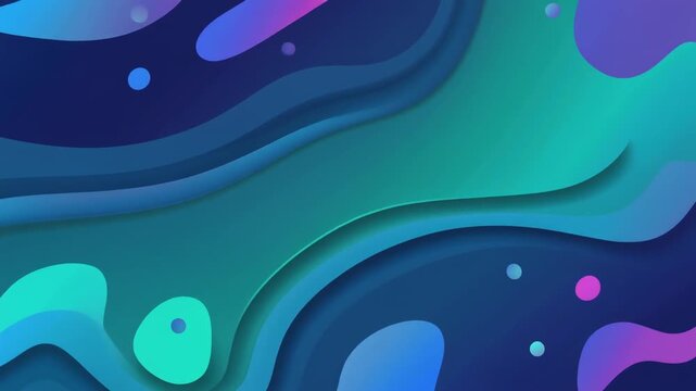 Colorful abstract background with wavy shapes and dots in shades of blue, green, and purple, possibly for graphic design