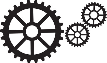 Three black gear on white background gears mechanical