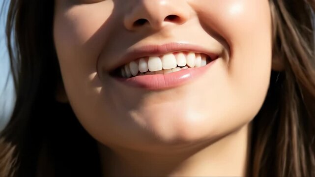 Joyful expression of a smiling woman in sunlight captured in three consecutive frames