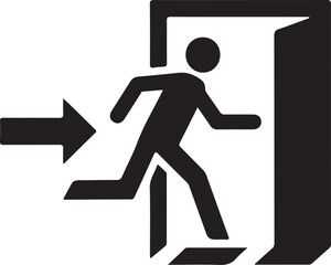 Person exiting through doorway icon symbolizing escape or emergency evacuation procedure in progress