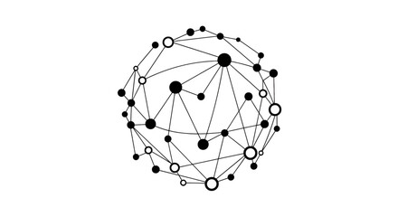 Complex network diagram illustrating interconnected nodes and clusters within a circular boundary