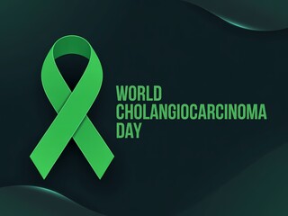Green ribbon for world cholangiocarcinoma day awareness campaign symbol