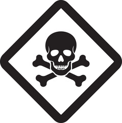 Skull and crossbones symbol on a warning sign shape isolated on transparent background