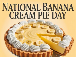 National banana cream pie day celebration with a delicious dessert