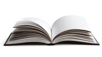 Fototapeta premium An open book with pages fanned out, arranged into a heart-like shape. Concept Heart-shaped book pages, Open book art, Page fan arrangement, Editorial photography prop, Paper craft design