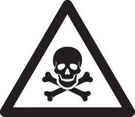 Toxic substance warning sign with skull and crossbones symbol isolated