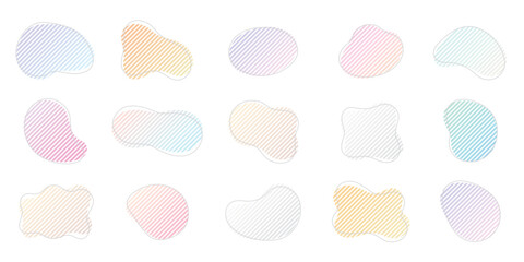 A vector illustration of a simple and stylish abstract decorative element made of pastel gradient stripes.
