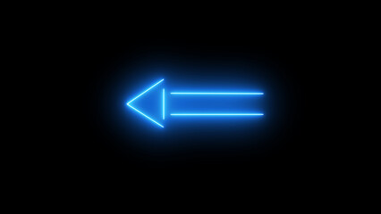 Glowing left side pointing blue arrow on black background. Themes include direction, navigation, pointing symbols. © MAMUN