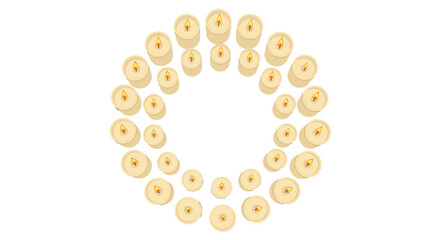Festive Candle Wreath Isolated on Transparent Background. Holiday Celebration, Remembrance Design Element. Vector Candlelight Symbol for Festive, Spiritual Events