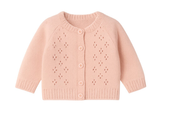 Pink baby cardigan knit sweater with pointelle design