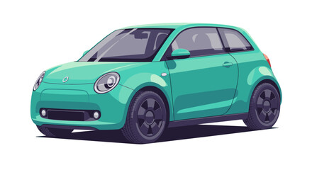 Fototapeta premium Isolated Teal Electric Car Vector Illustration: Eco-Friendly Urban Transportation, Modern Vehicle Design, Sustainable Lifestyle, on Transparent Background.