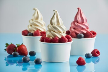 National Frozen Yogurt Day Celebration with Strawberry Topped Soft Serve Yogurt Cup