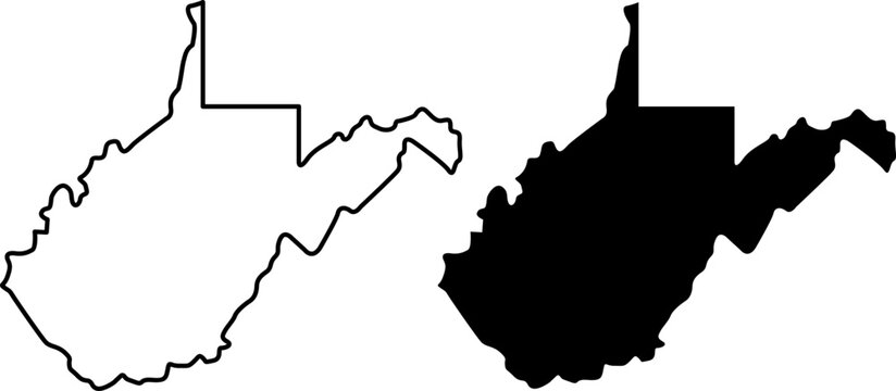 West Virginia map outline in black and white