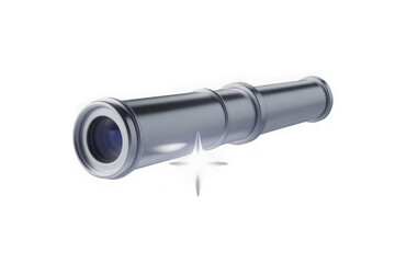 Fototapeta premium A 3D telescope icon with a transparent background, symbolizing astronomical observation and space research.