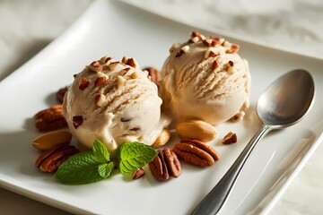 National Ice Cream for Breakfast Day Illustration with Colorful Scoops, Cherries and Milk