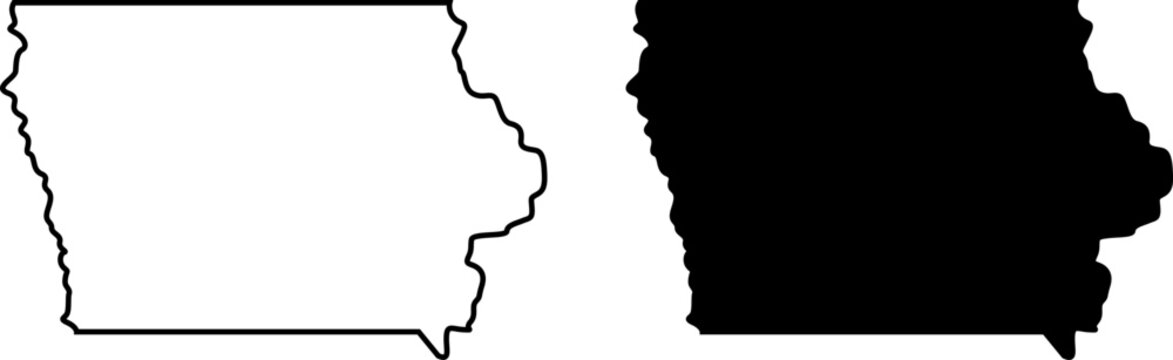 Iowa state map outline and silhouette for geographic designs